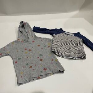 Garanimals star hoodie and a old navy striped shirt with flowers and blue sleeve